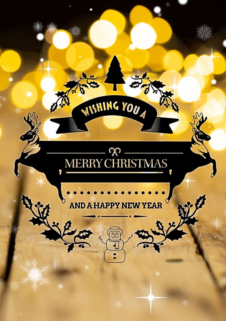 Christmas and New Year Wishes with Festive Bokeh Lights