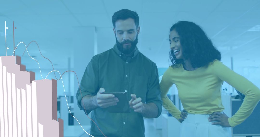 Diverse Team Analyzing Financial Data with Digital Tablet