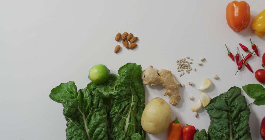 Fresh Assortment of Vegetables Nuts and Spices for Vegan Cooking