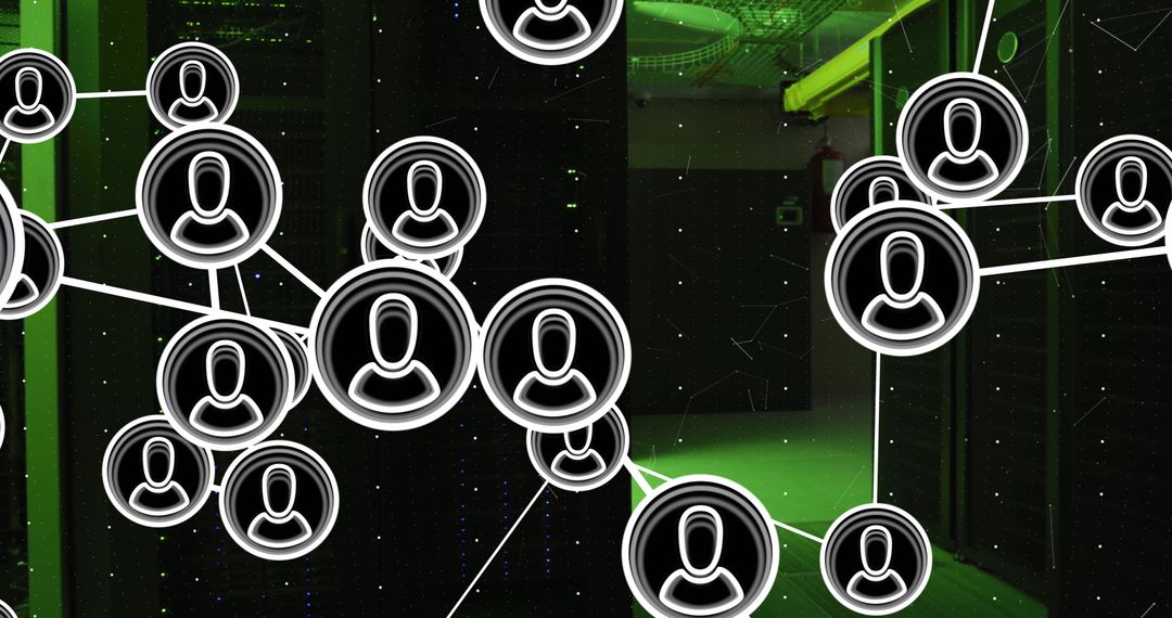 Digital Networking and Data Exchange Concept with Server Room