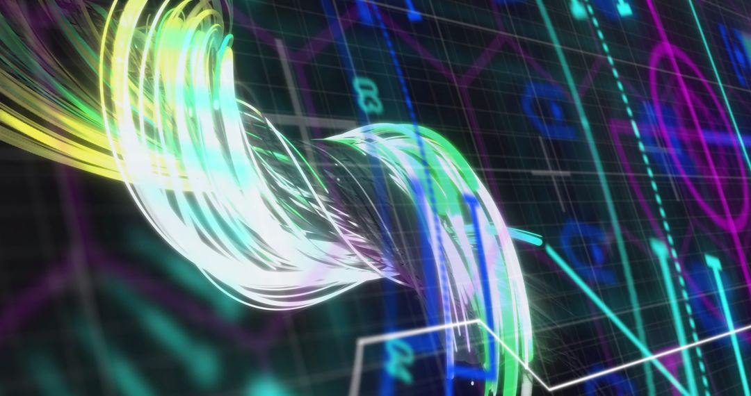 Futuristic Technology Digital Interface with Colorful Light Trails