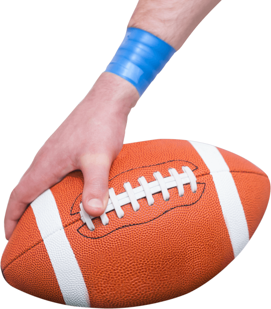 Hand Grabbing Football on Transparent Background