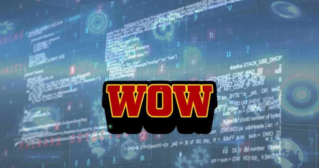 Digital Data Processing Concept with WOW Text