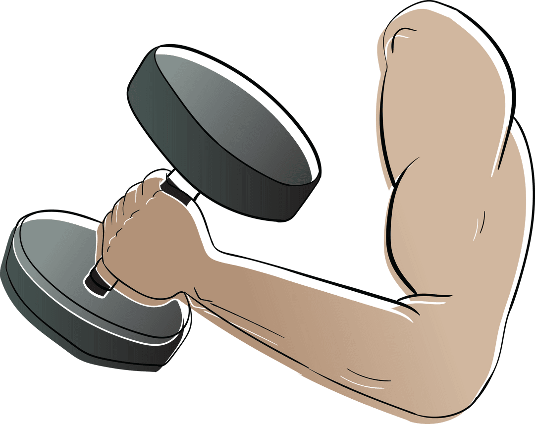 Transparent Illustration of Arm Lifting Dumbbell Close-Up