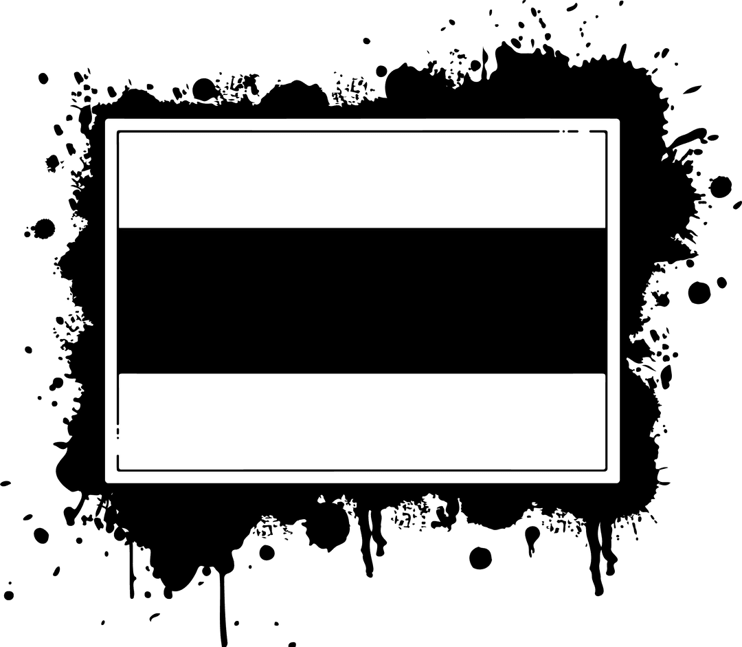 Minimalist Black Band on White Panel with Grunge Ink Splatter Design