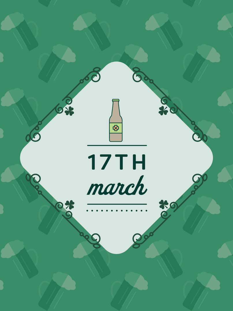 Transparent Design Celebrating St. Patrick's Day March 17 with Decorative Elements