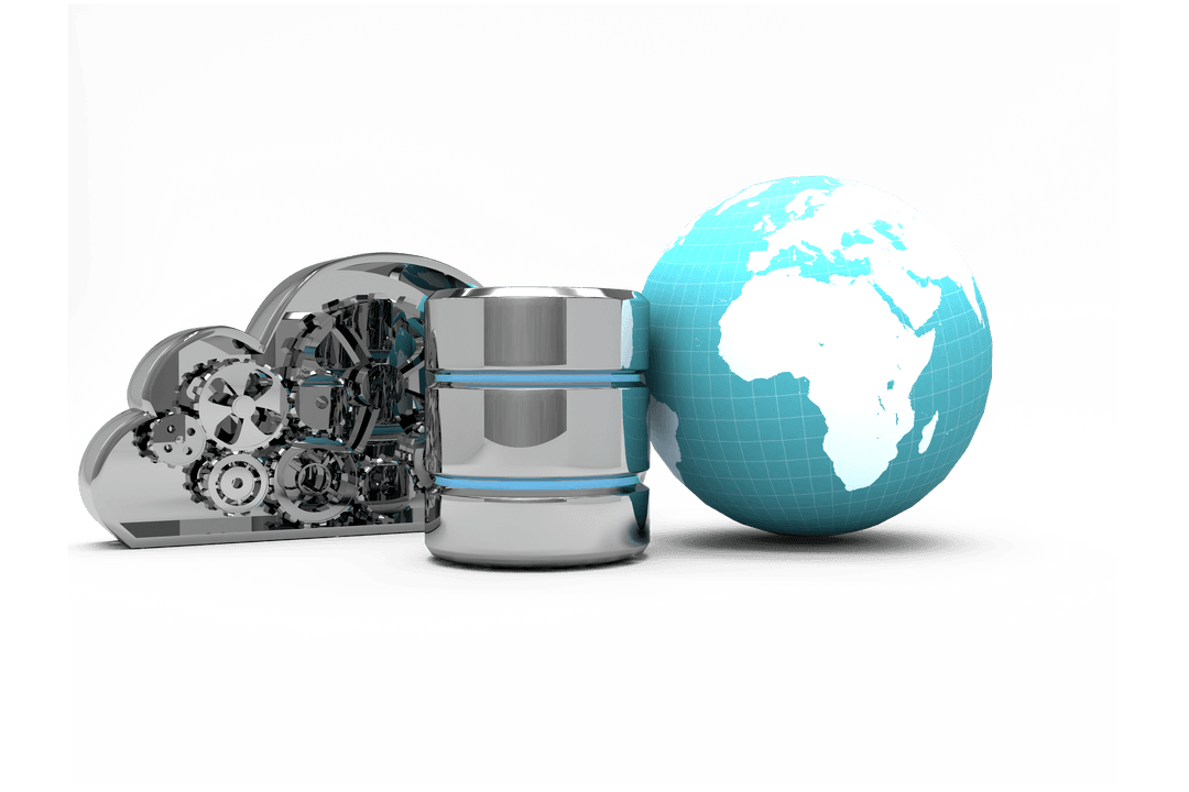 Transparent Cloud Computing Database Server with Earth Globe - Download Free Stock Images Pikwizard.com