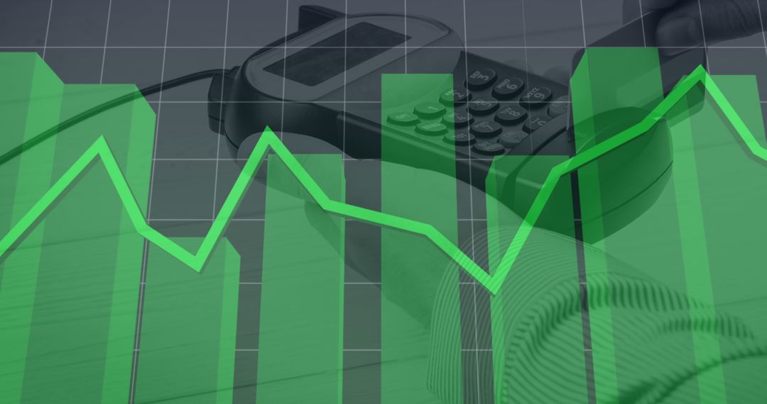 Financial Growth Concept with Digital Transactions and Green Chart