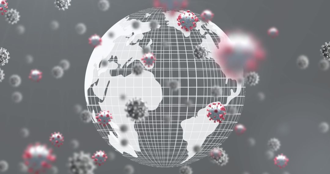 Digital Art of COVID-19 Virus Cells Around Globe