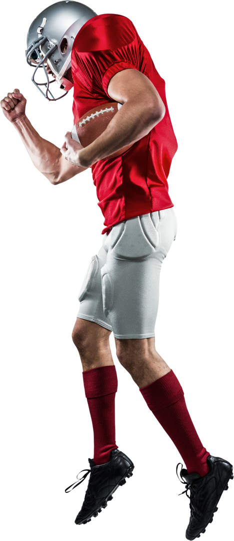 Transparent Full-Length American Football Player Jumping with Ball - Download Free Stock Images Pikwizard.com