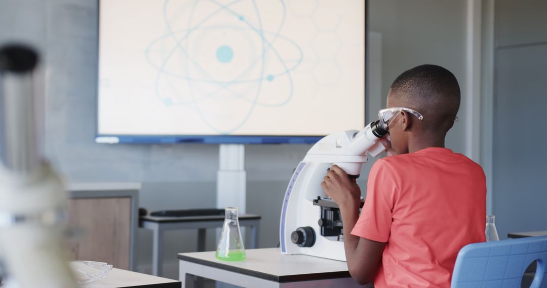 Young Scientist Using Microscope for Research Activity