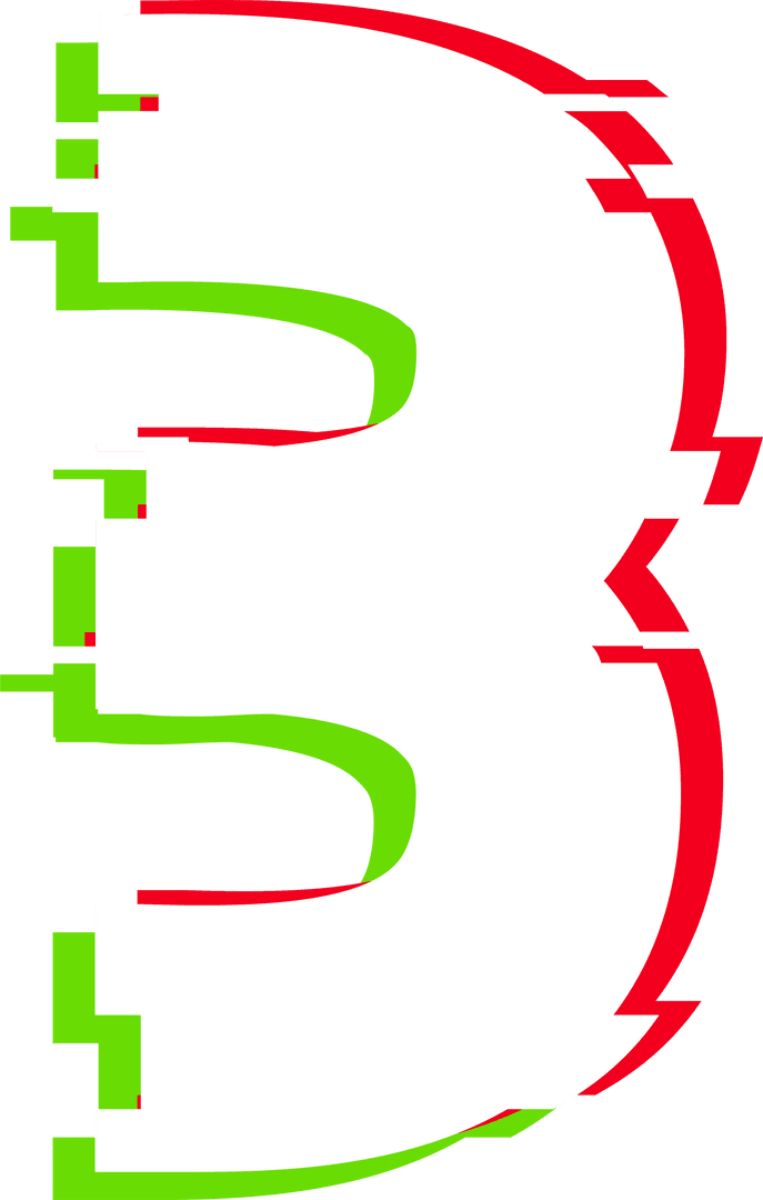 Glitch Effect Number Three with Neon Green and Red Outline