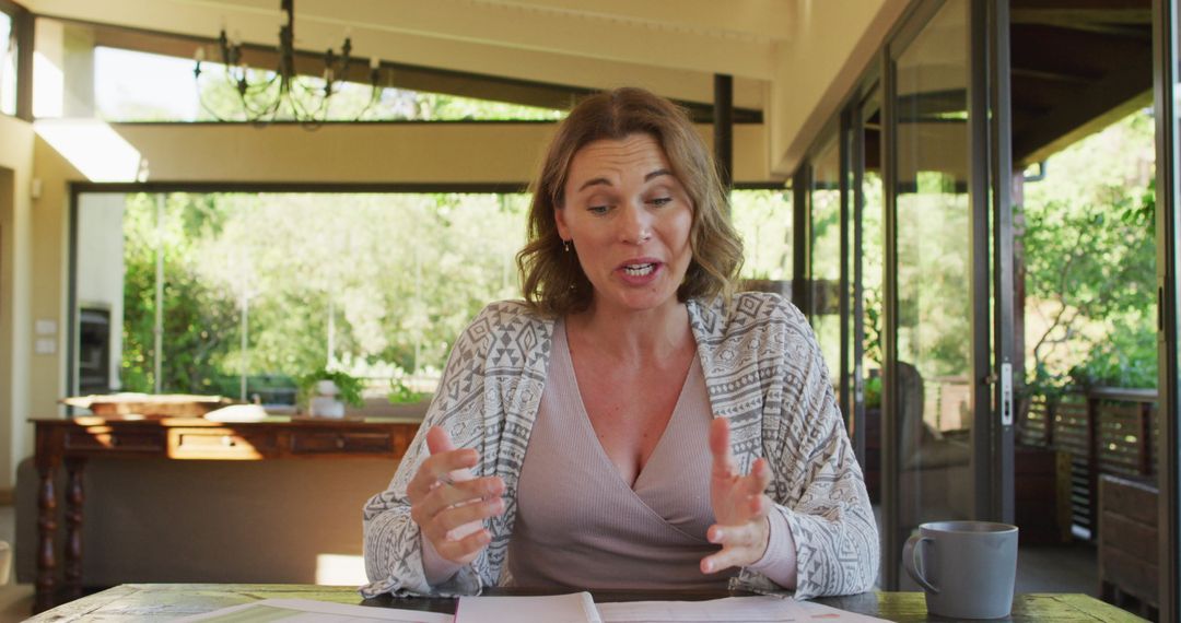 Joyful Pregnant Woman Making a Video Call from Home