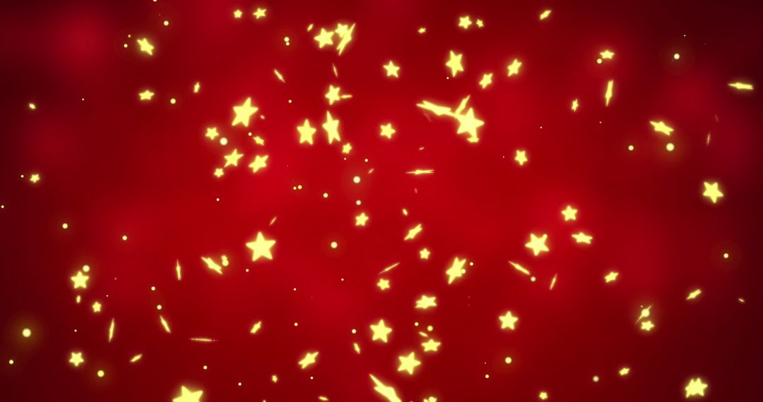 Starry Gold Particles on Festive Red Background