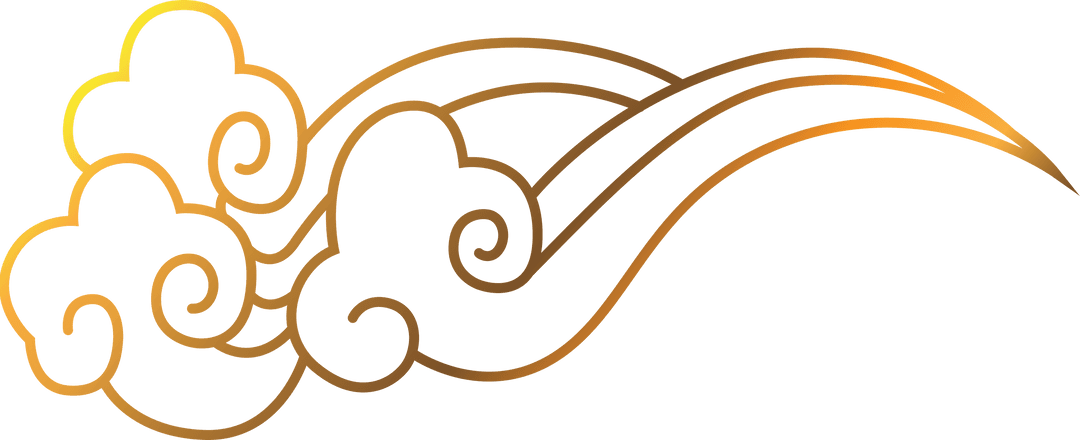 Colorful Asian Cloud Pattern on Transparent Background