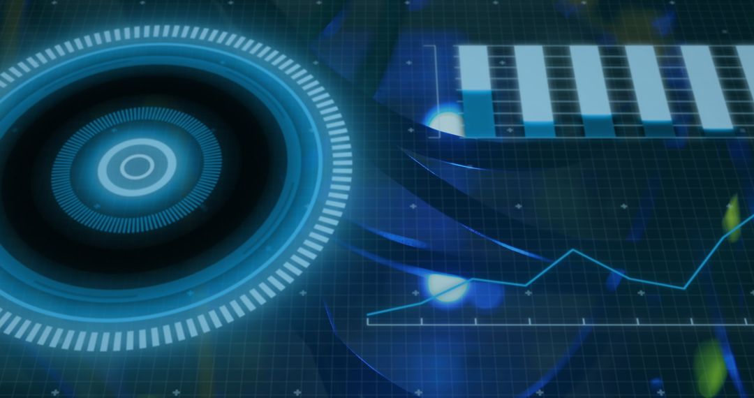 Futuristic Digital Interface with Data Charts in Blue Tones
