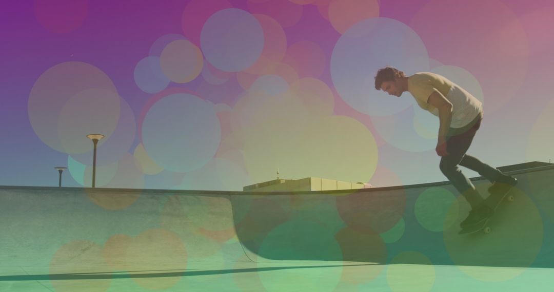 Dreamy Skater Caught in Vivid Abstract Light