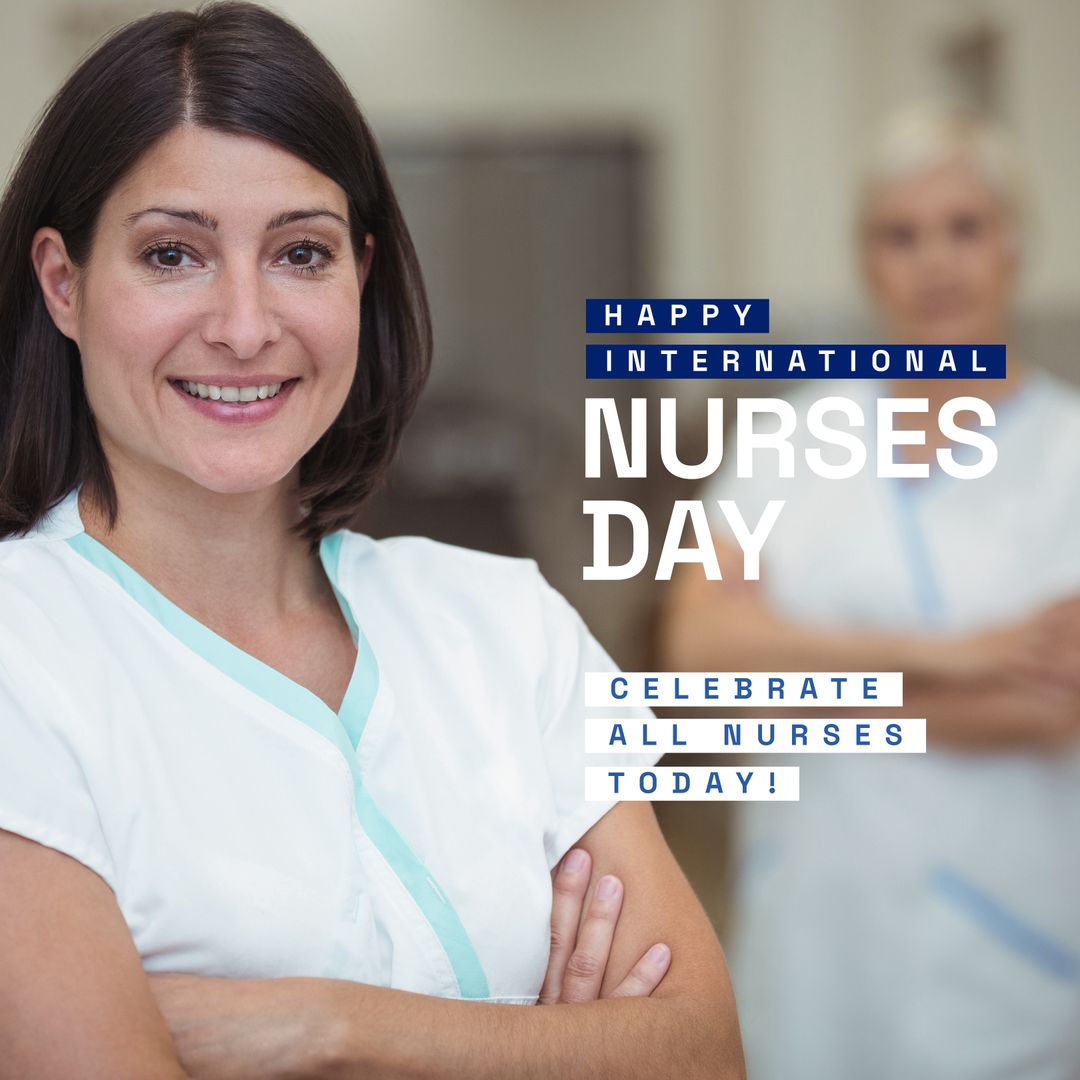 Smiling Caucasian Nurse Celebrating International Nurses Day from Pikwizard