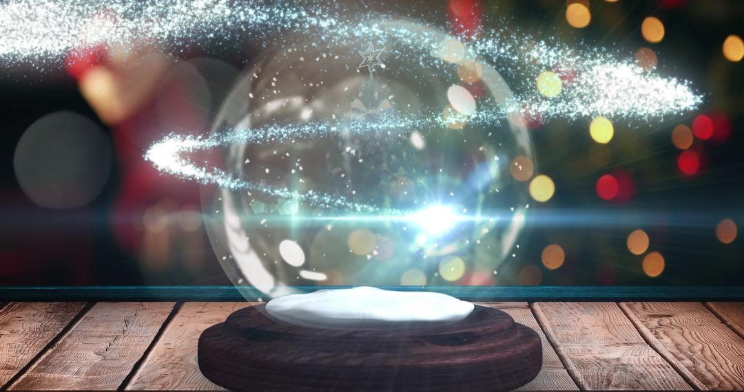 Magical Christmas Snow Globe with Glittering Light Streaks - Free Images, Stock Photos and Pictures on Pikwizard.com