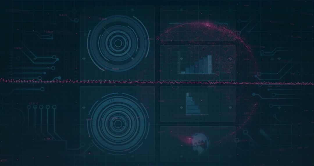 Futuristic Data Visualization Interface with Radar and Analytics