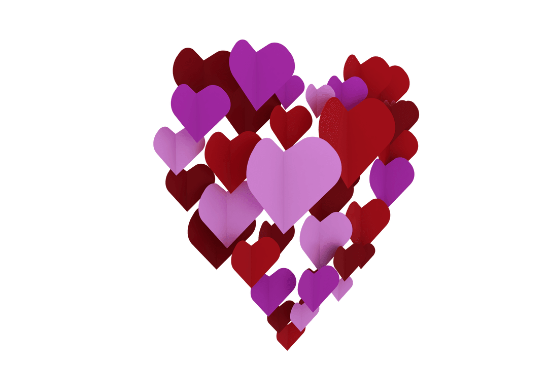 Colorful Hearts Cluster on Transparent Background for Valentine Celebration