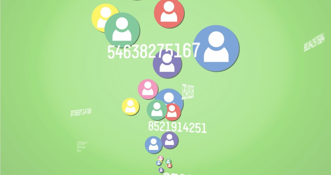 Floating Profile Icons and Numbers on Green Background