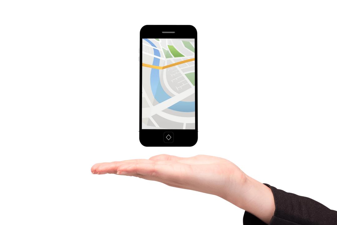 Transparent Smartphone with Map App Hovering Above Hand - Download Free Stock Images Pikwizard.com