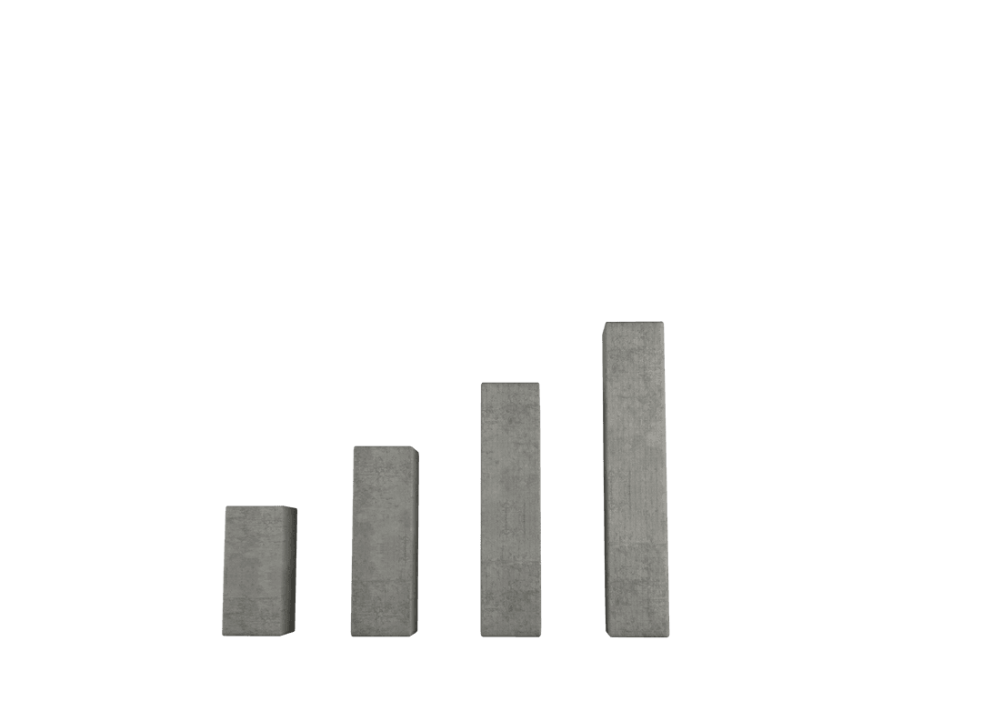 Transparent 3D Gray Concrete Bar Chart Illustration
