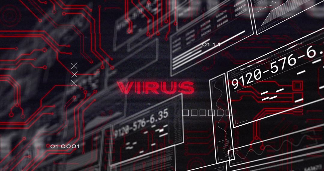 Digital Virus Alert in Futuristic Cyberspace Interface