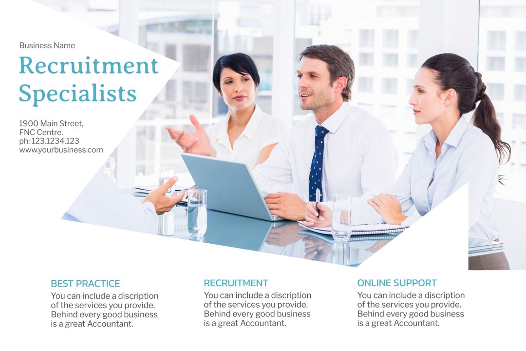 Professional Recruitment Team Engaged in Collaborative Discussion