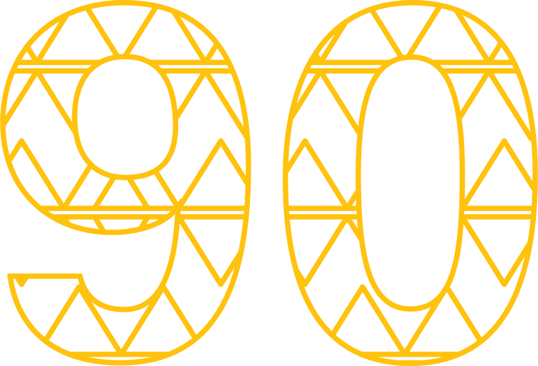 Yellow Geometric 90 on Transparent Background for Celebration Design