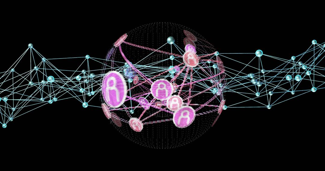 Abstract Digital Network with Globe Connections