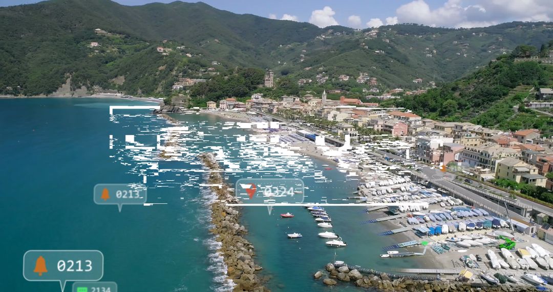 Digital Levels and Metrics Over Scenic Coastal City