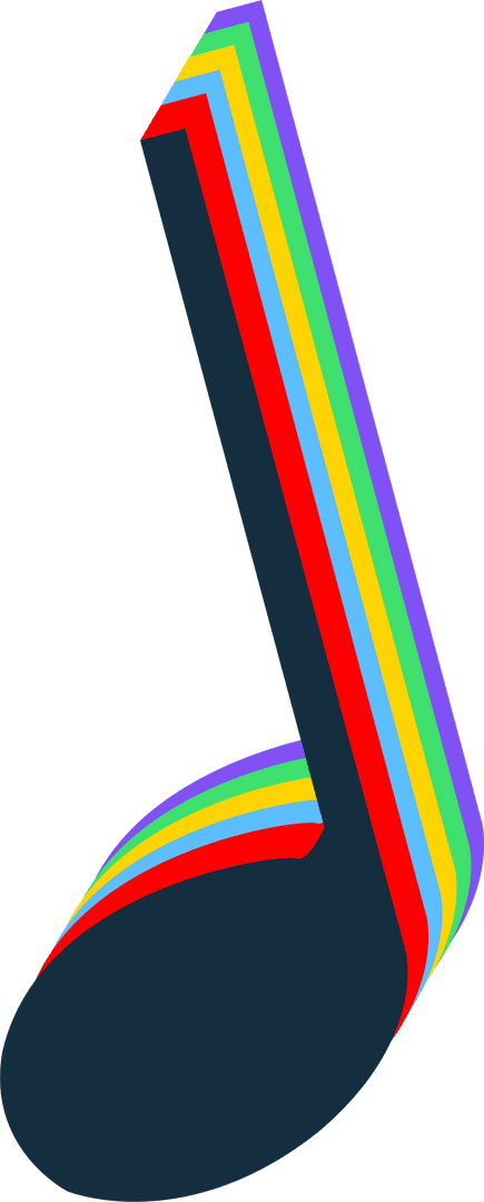 Colorful Rainbow Music Note with Dark Navy Base Design on Transparent Background