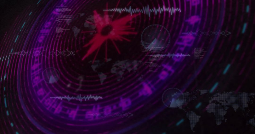 Futuristic Digital Data Interface with Magenta Pulses