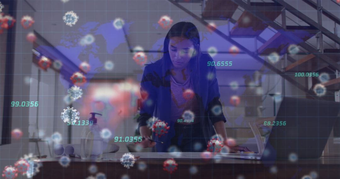 Woman Analyzing Data in Office Conceptualizing Global Pandemic
