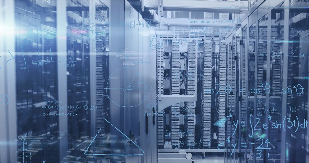 Digital Data and Mathematical Calculations in Server Room