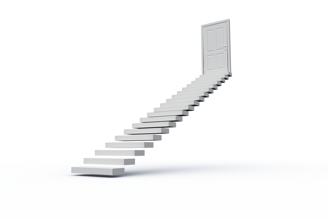 Surreal Floating Stairs Leading to Door on Transparent Background - Download Free Stock Images Pikwizard.com