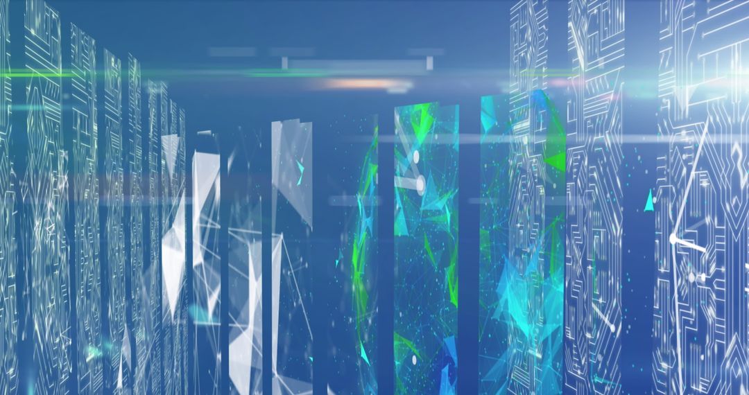 Futuristic Digital Circuit Network Visualization