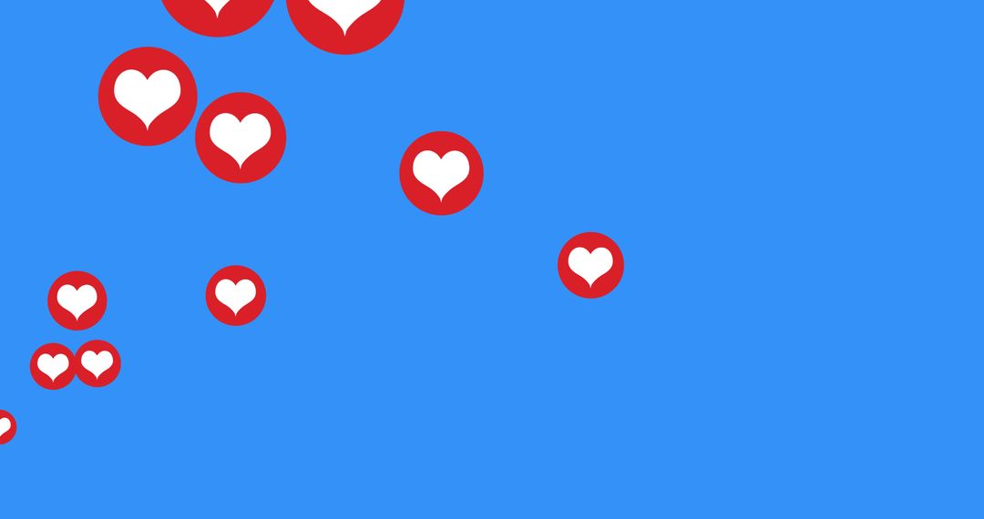 Heart Icons Floating on Blue Background for Social Media Concepts