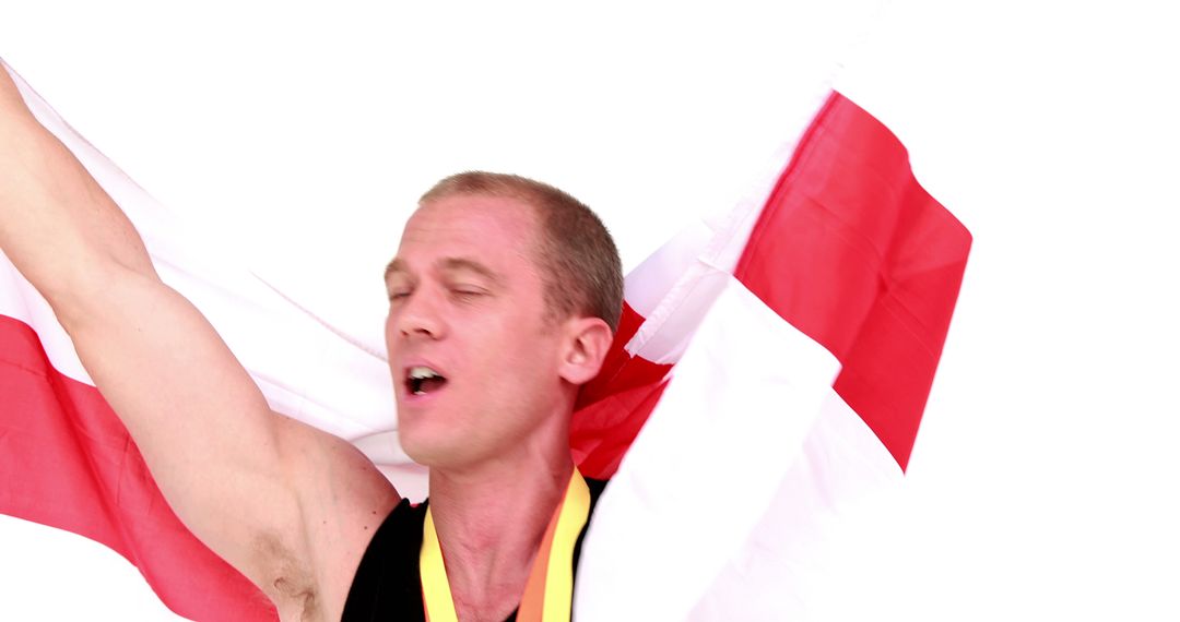 Athlete Celebrating Victory with England Flag - Free Images, Stock Photos and Pictures on Pikwizard.com