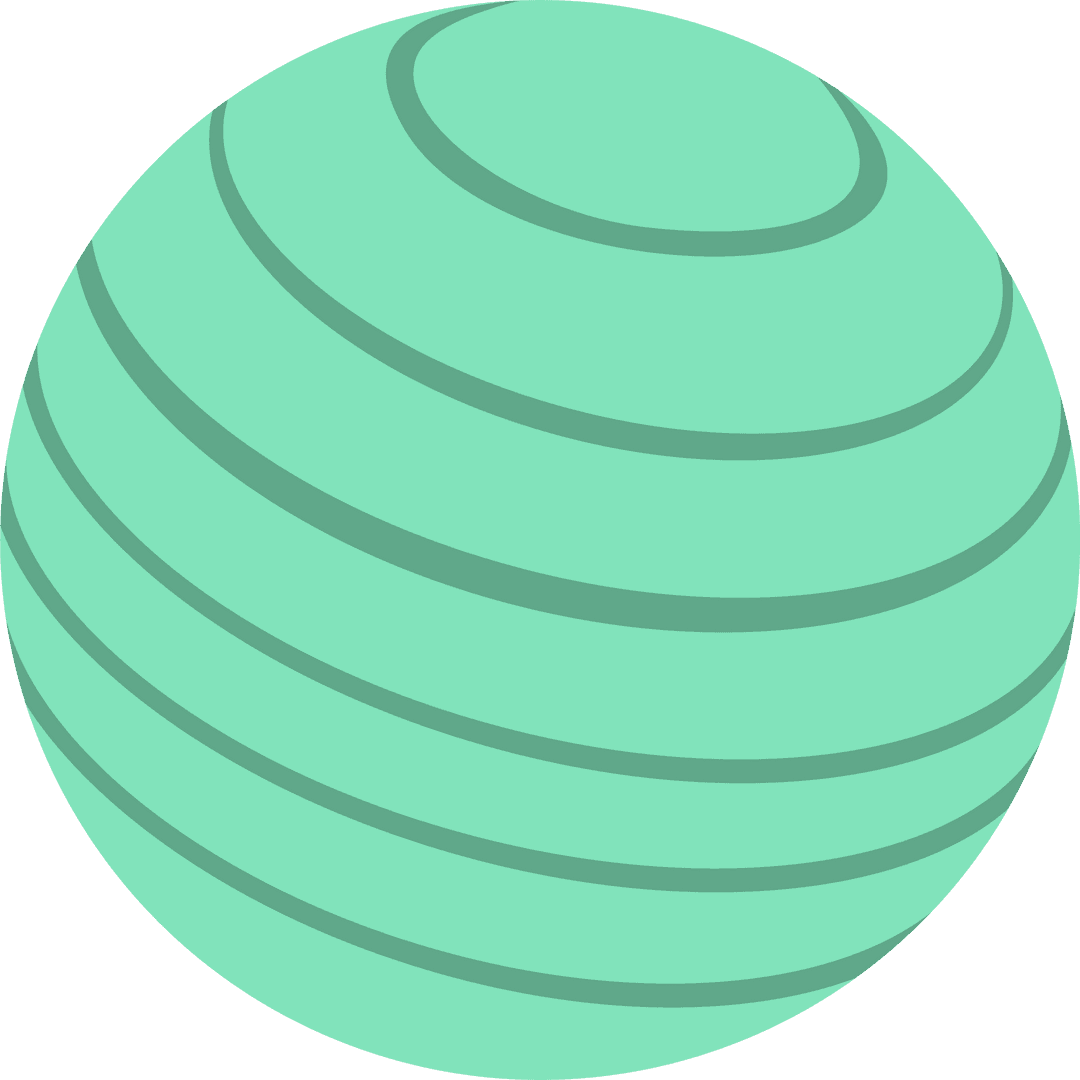 Minimal Mint Green Sphere Design with Darker Bands and Transparent Background