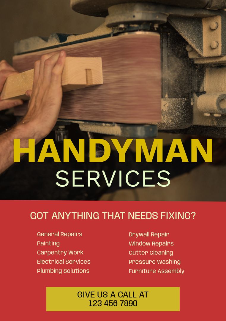 Experienced Handyman Sanding Wood in Workshop Environment - Download Free Stock Templates Pikwizard.com