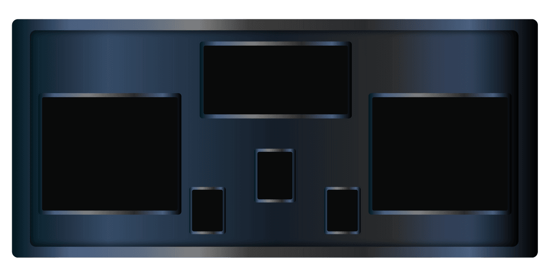 Sleek Multi-Screen Dashboard Panel on Transparent Background