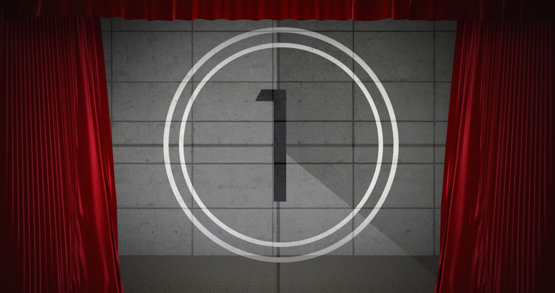 Animated Countdown in Theatre with Open Red Curtains - Free Images, Stock Photos and Pictures on Pikwizard.com