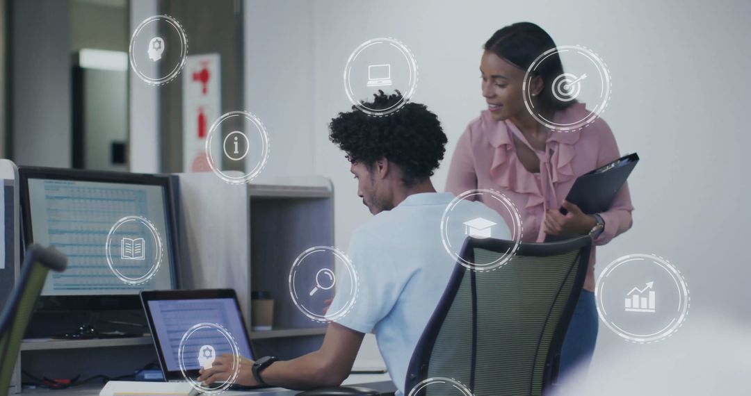 Innovative Business Team Analyzing Digital Data in Modern Office