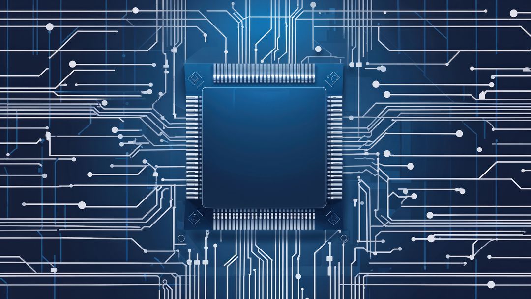 Glowing Microprocessor on Circuit Board Background