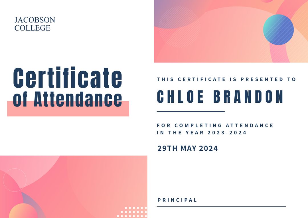 Certificate of Attendance with Modern Geometric Design - Download Free Stock Templates Pikwizard.com
