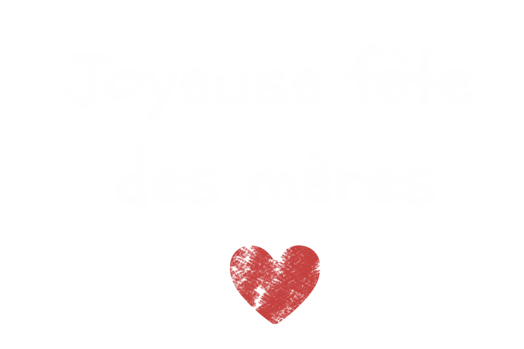 Mother's Day Greetings with Text and Heart on Transparent Design