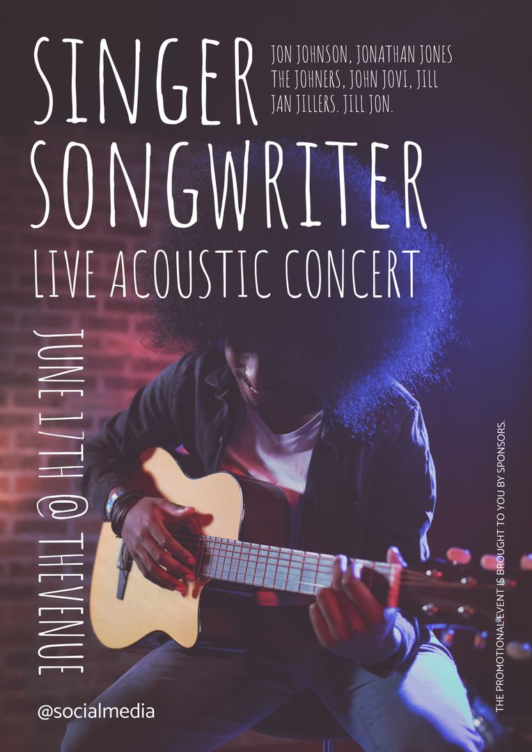 Singer Songwriter Acoustic Performance Concert Promotional Poster - Download Free Stock Templates Pikwizard.com